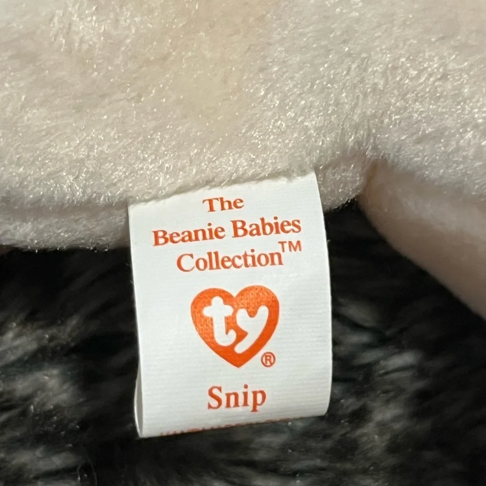 Ty Snip Cream and Brown Beanie Baby Cat Plush Toy